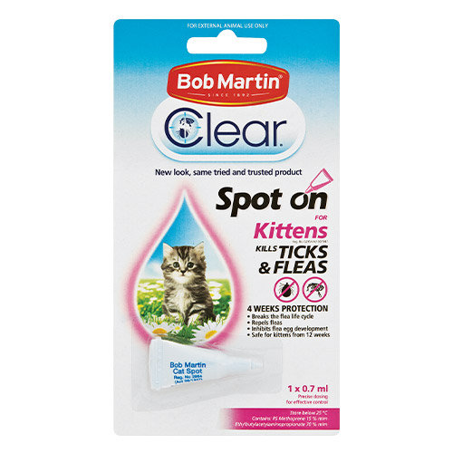 Bob Martin Clear Ticks & Fleas Spot On For Kittens 1x0.7ml 1 Pack