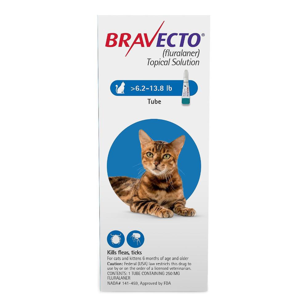 Bravecto Spot On For Medium Cats 6.2 Lbs - 13.8 Lbs (Blue) 2 Pack