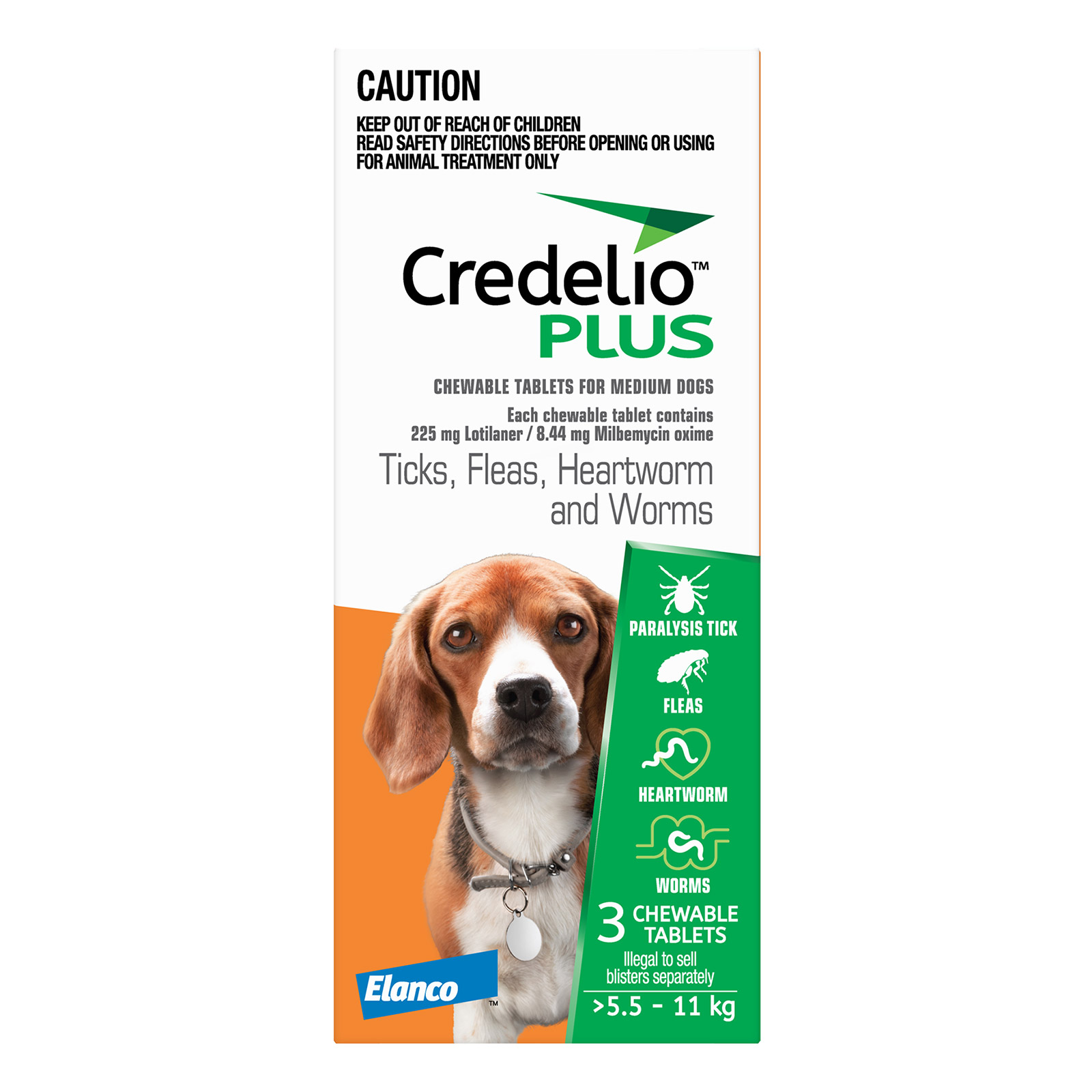 Credelio Plus For Medium Dog 5.5-11kg Orange 6 Chews