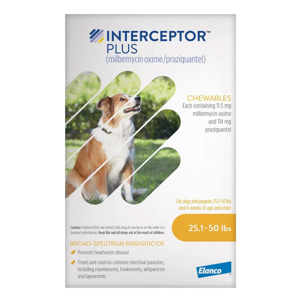 Interceptor Plus Chew (Interceptor Spectrum) For Dogs 25.1 - 50lbs ...