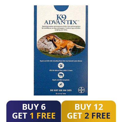 K9 Advantix Extra Large Dogs Over 55 Lbs (Blue) 6 Doses + 1 Free