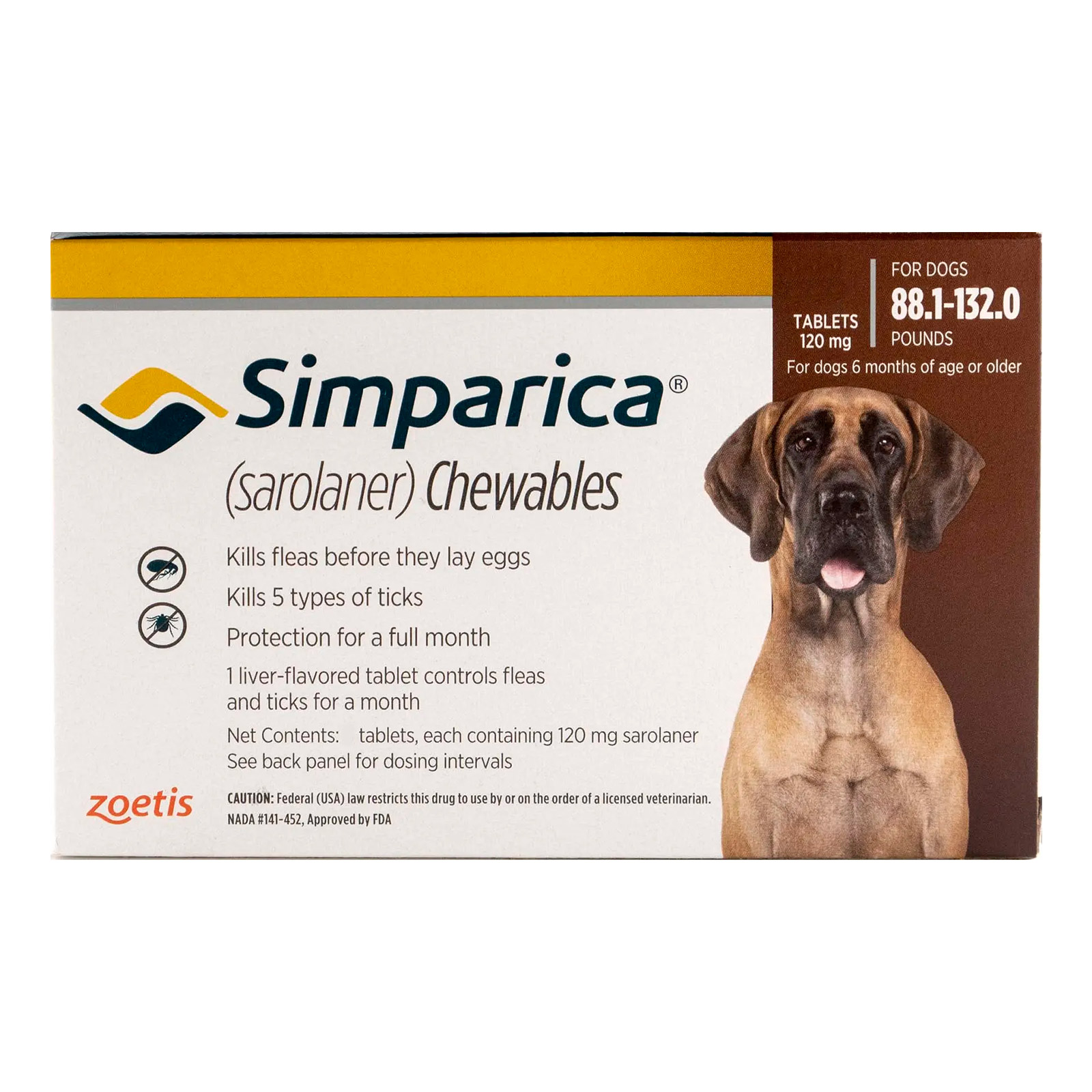 Simparica For Dogs Above 88 Lbs (Red) 3 Chews