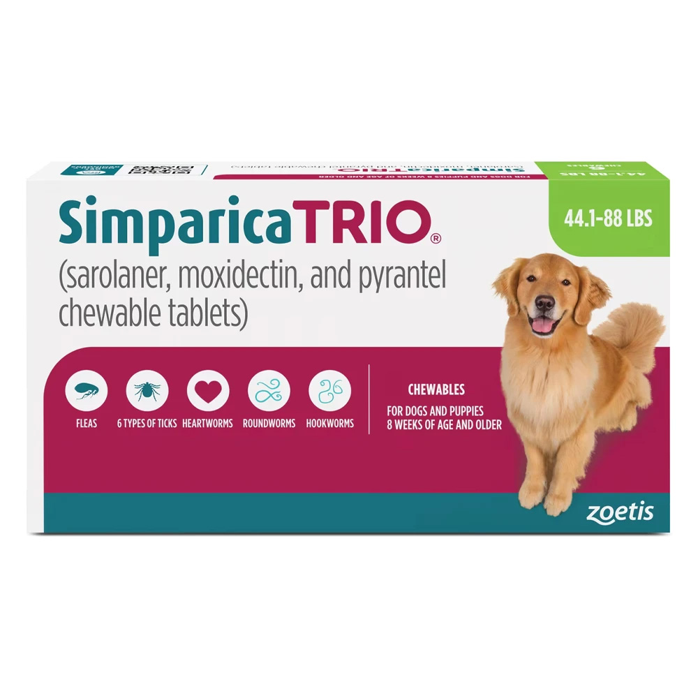 Buy Simparica Trio For Dogs 44 1 88 Lbs Green Free Shipping Buy Simparica Trio For Dogs 44 1 88 Lbs Green Free Shipping